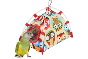 HAOKAINI Parrot Hut Bird Hanging Hammock Tent Toy Parrot Nest Windproof Warm Snuggle Cage Bed Cave With Plush Mat Winter House Bed for Parakeet Cockatiel