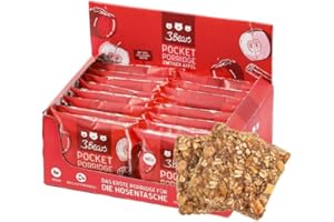 3Bears Pocket Porridge Mela Cannella 16 x 55 g I Barretta d'Avena Vegan To-Go I Barretta d'Avena per una colazione deliziosa e ipocalorica | Deliziosa barretta energetica con il 36% d'Avena e 159 kcal