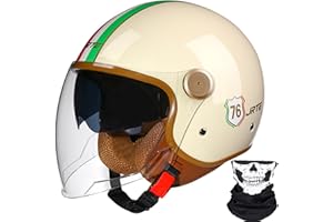 STRTG Offener Motorrad-Vespa-Helm, Erwachsene, Damen, Herren, 3/4 Retro, Klassischer Moped-Helm, DOT/ECE-Zugelassen, Halbes Gesicht, Vintage-Motorradhelme Mit Visier, Roller