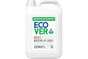 Ecover Zero Washing Up Liquid Refill, Washing Up Soap, Tough on Grease and Grime, Dermatologically Tested, 1 x 5L