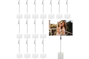 DABBOO 20 de Porte Photo Pince Support Photo Table Support Etiquette Porte-Clips Message Porte Photo Sur Pied Clip Photo Holders Pince Photo Deco Pour Décoration de Maison Bureau Mariage (Blanc)