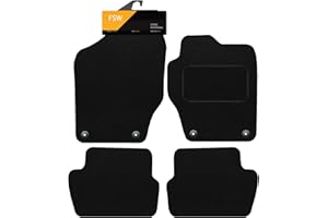 FSW - Tailored Mats - Fits PEUGEOT 308 2008-2013 - Black Carpet - Anti Slip Mat - Non Slip Car Floor Mat, Fitted With Clips & Granulated Backing - 4 Pc Floor Mat Only