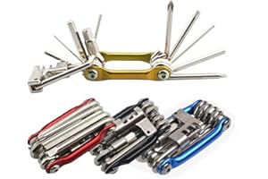 Senven 11 en 1 Multifunción Bicicleta Reparación Herramientas, Mini Plegables Multiusos Kit – Oro