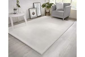 VICEROY BEDDING NATURAL FAUX RABBIT FUR Rug Ultra Soft Plush Extra Large Animal Rugs Living Room Wool Shaggy Fluffy 26mm Thick Pile Height Modern Area Rugs - (White, 120cm x 170cm (4ft x 6ft))
