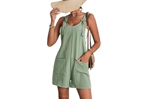 Beauace Pagliaccetto Corto Donna Estivo Tuta con Spalline da Donna Monopezzi e Tutine Jumpsuit Spiaggia Vacanza con Tasche Casual Outfit Senza Maniche