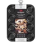 Tala Performance 12 Cup Shallow Bun Tin, Professional Gauge Carbon Steel with Eclipse Non-Stick Coating, Oven-Proof, Perfect