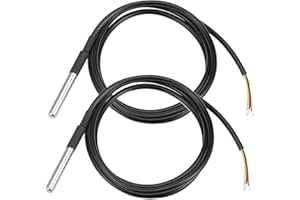 VISSQH 2 Stück digitaler Temperatursensor,Edelstahl Temperatursensor Wasserdichte Sonde Temperatur Sensor Kabel für Temperaturüberwachung