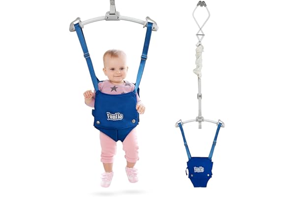 FUNLIO Sauteur de porte pour bébé de 6 à 24 mois (avec pince de porte), balançoire pour bébé avec ressort puissant et sangle réglable, bascule de porte portable pour tout-petits, charge maximale 18 kg