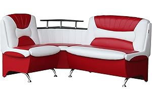 RODNIK Arabika Corner Bench Padded Dining Corner Bench in Red / White Faux Leather with Storage Space