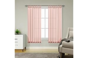 TOPICK zasłona z woalu z taśmą marszczącą, przezroczysta, 2 sztuki, para, do kabiny prysznicowej 175 cm x 140 cm (wys. x szer.), zestaw 2 szt., różowa