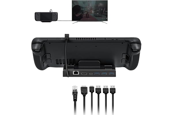 Mcbazel 6 en 1 Docking Station Accueil Compatible avec Steam Deck/ROG Ally/Legion Go/MSI Claw/Switch OLED, avec HDMI2.0 4K@60Hz, USB 3.0 Port, 100W Charge Rapide-Noir