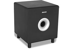 Fenton SHFS08B Subwoofer Caisson de Basse Amplifié 8" Noir, Actif, 200 Watts, Bass-Reflex, Qualité Sonore Optimale, Caisson de Basse pour Home Cinéma ou HiFi