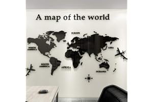 LUMING 3D Mappa Del Mondo Wall Sticker Adesivi Adatto Per Adesivi Murali Parete Sfondo Divano Soggiorno Ufficio Mappa Del Mondo Wall Sticker Home Decor