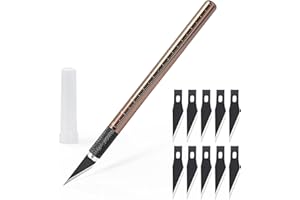 EHDIS Taglierino di precisione con 10 lame di olio antiruggine, Bisturi Modellismo, Cutter di Precisione con Scala, per Lavoro Artistico Fai Da Te Taglio, Scultura, Marrone