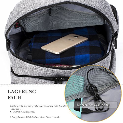 DTBG multifunktions Rucksack mit USB Anschluss Studenten Schule Rucksack Nylon Business Backpack   17 Zoll Laptop Rucksack Computer Tasche f  r 17 - 1