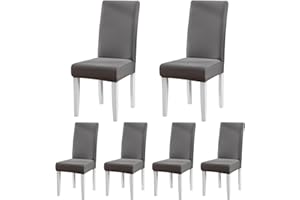 ARNTY Chair Covers, Set of 4/6, Jacquard Dining Room Chair Covers, Swing Chairs, Universal Covers for Chairs for Dining Room, Hotel, Kitchen, Ceremony (Dark Grey, 6 Pieces)