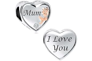 KunBead Jewelry Rose Heart Love Bead Charms for Wife Compatible with Pandora Bracelets