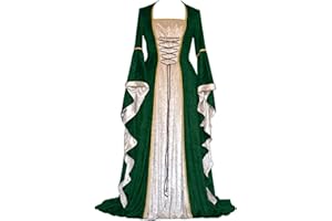 GENERIC Medieval Costume Women Traditional Irish Dress Maleficent Costume Medieval Dress Women Renaissance Irish Vintage Gothic Victorian Costume Faire Costumes Irish Dress Witch Cosplay Halloween Fancy Dress