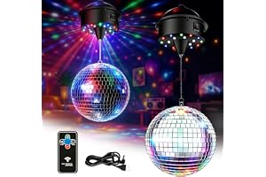 Discokula med motor och ljus, 15,2 cm disco boll diffusor roterande med 4 färgglada lampor och 18 LED-pärlor, discokula/spege