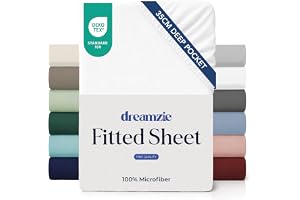 Dreamzie Lakan 160 x 200 Keps 35 cm för tjock madrass - 100% mikrofiber - Bruten Vit, Certifierad utan kemiska produkter (Oek