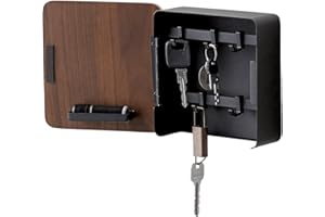 YAMAZAKI 4801 RIN Key Box, Black, Steel/Plywood, 15.8 x 5.7 x 15.8 cm