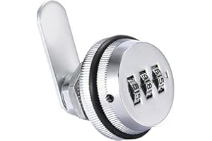 QOTSTEOS 3-stelliges Nockenschloss, Briefkastenschloss, Zinklegierung, Zahlenschloss, Sicherheitshardware, Tür, Schublade, 3-stellig, drehbar, Zungenschloss für Schrank (Silber-Weiß)