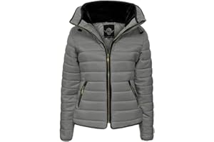 Parsa Fashions Malaika® Ladies Quilted Padded Puffer Bubble Fur Collar Warm Thick Womens Jacket Coat - Available in Plus Sizes (Small to XXL)