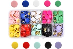 CHSTARINA 300 Pièces Punaises Décoratives Punaises Rondes en Couleurs Assorties Punaises avec Tête en Plastique Métalliques Push Pins pour Mur, Cartes, Map, Photos, Tableau d'affichage Tableaux en Liège 10 mm