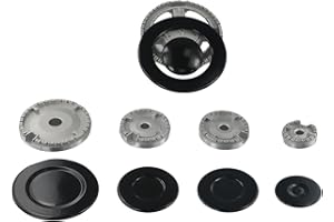 Oniissy Metall-Gasofen-Herdkappen-Set, für Herde, Kronenflamme, Ersatzteil, Herdhut-Set, Herddeckel, Ofen, Gasherd, Brenner, Kronenflammenkappe (konkav)