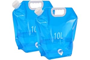 Kamiya Bidon à Eau Pliable de 5/10 l avec Couvercle étanche - Bidon d'eau Flexible - 5/10 l - Bidon d'eau Pliable sans BPA pour Le Camping en Plein air