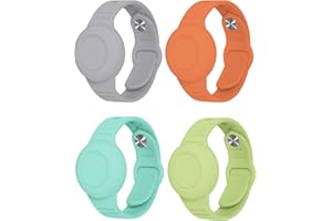 BXKM 4 Pack Waterproof Silicone Apple AirTag Holder Wristband for Kids, Adjustable Airtag Bracelet Kids Anti Lost Apple Air Tag Holder Kids for Hiding GPS Tracker