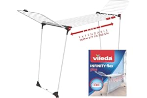 Vileda Infinity Flex | Tendedero Grande | Estante telescópico Extensible | Secador ya montado | Alas Altas