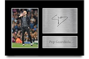 HWC Trading Pep Guardiola Gift Signed A4 Printed Autograph Manchester City Gifts Photo Display