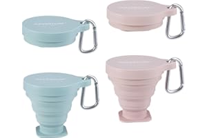 SHIMOYAMA Foldable Cup, 2 Pack, 250 ml, Collapsible Silicone Cups with Lid Carabiner, Reusable Portable Camping Cup Set for Picnic Hiking Travel Backpacking