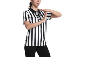 Amoy Damen Schiedsrichtershirt Schwarz Weiß Streifen Kostüm Kurzarm Imperium Trikot Fußball Weihnachten Zubehör