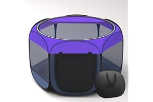 Floving Portable dog fence Foldable Pet playpen Delivery Room Cat enclosure Cat Pregnant Closed Pet Tent Dog Breeding Delivery Box with carrybag (M, Purple)