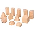SAFIGLE 12-Piece Educational 3D Geometric Solids Set - Wooden Geometry Models for Math Learning, Preschool Jigsaw Puzzles, and Early Development