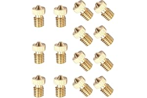 YOTINO 14 Pezzi M6 Estrusore Ottone Ugello per Stampante 3D, E3D-V5 V6 Estruasore Ugello E3d v5 Nozzle 0.2mm / 0.3mm / 0.4mm / 0.5mm / 0.6mm / 0.8mm / 1.0mm per 1.75 mm ABS PLA Stampante