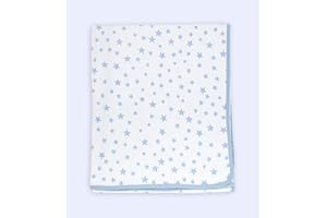 Ti TIN Coperta in Cotone Morbido e Assorbente per Neonato | Coperta Avvolgente 100% Cotone con Doppio Strato 2x180gr/m², 80x75 cm, Stampa Stelle, Colore Celeste