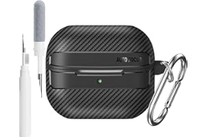 SEIAIYG Etui kompatybilne z Samsung Galaxy Buds 3 Pro/Buds 3, odporne na wstrząsy etui TPU, tekstura włókna węglowego z długopisem do czyszczenia breloka, czarne