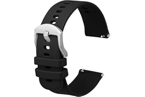 Anbeer Silicone Watch Band 16mm 18mm 19mm 20mm 21mm 22mm 24mm Quick Release Rubber Watch Straps for Men Women,Silver Black Stainless Steel Buckle