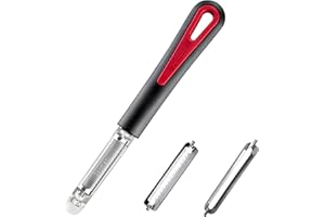 Westmark Set d'Épluchage, 3 pièces : 1 Éplucheur de Tomates/Kiwis + 1 Lame Julienne + 1 Lame standard, 1 Éplucheur - 3 Lames, Tomfix Gallant, Acier inoxydable/plastique, Noir/Rouge, 294622E6
