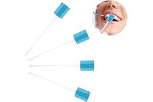 PCSFOE 100 Pièces Soins Bucco Bâtonnets, Écouvillons En Mousse Jetables, Bâtonnets De Soins Buccaux,Écouvillon Épongepour Soins Buccodentaires Quotidiens Et Besoins Domestiques Des Adultes,Enfants(Bleu)