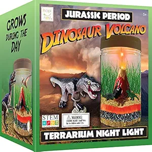 Hapinest Dinosaur Terrarium Kit with Light-up Volcano Garden - Science and Craft Gifts for Kids Boys and Girls Toys Ages 5 6 7 8 9 10 Years and Up