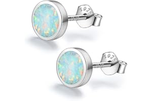 Weiße Opal Ohrstecker für Frauen, 925 Sterling Silber Mode Geschenk Schmuck mit Box Hypoallergene Silber Ohrringe Damen Mädchen Tochter Geschenke zum Geburtstag