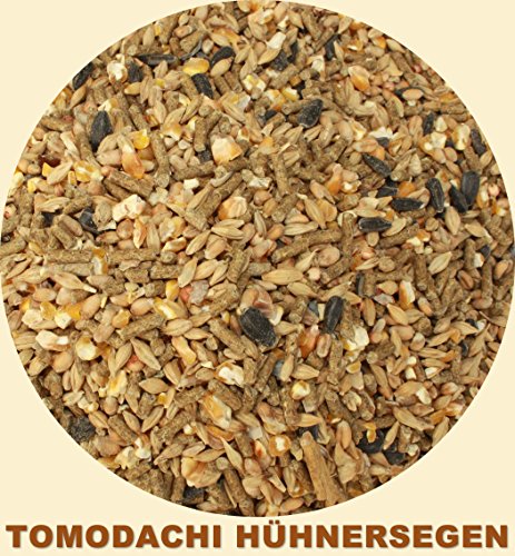 Hühnerfutter, Naturprodukt, hochwertiges Vollwertfutter für Geflügel, calziumreiche Komplettnahrung für alle Hühnerrassen, reich an Omega-3 Fettsäuren, natürlicher Immunschutz, Qualitäts Körnermischung für gesunde, glückliche Hühner, Tomodachi Hühnersegen 1kg Eimer - 6