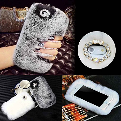 iPhone 5S/SE Case, FLOVEME [Imitation Rabbit Hair ] [Washable] [Adorable Case] [Ultra Soft ] Fluffy Villi Faux Fur Plush Protective Phone Cover,Cute Case for iPhone 5S/SE - grey