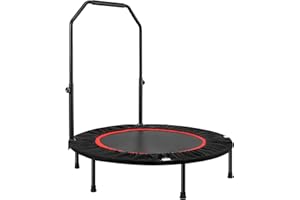 LN COZY CORNER Foldable Fitness Trampoline, Max 485lbs(220kg), Rebounder Exercise Trampolines with Adjustable Handrail, Indoor/Outdoor Mini Trampoline for Home Workout