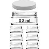 Afracam 50 ml Şeffaf Krem Cam Kavanoz Plastik Beyaz Kapaklı 6 Adet (50 cc (Krem))