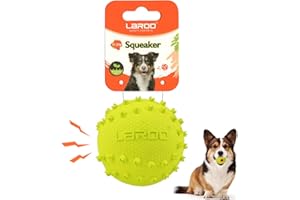 LaRoo Hundespielzeug Hundeball Squeaker, Langlebiges Naturkautschuk Hund Fußball, Quietscher Werfen Hundebälle, Kauspielzeug für Kleine & Große Hunde (6.5CM Grün)